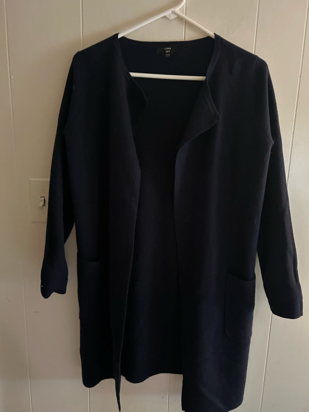 J Crew 365 Long Open Front Knit Cardigan Coat in Dark Navy